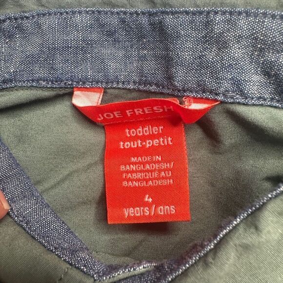 Joe Fresh 4T button down shirt in green - Picture 3 of 3